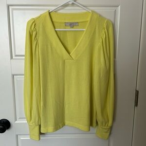 Loft acid yellow soft v-neck sweater.
